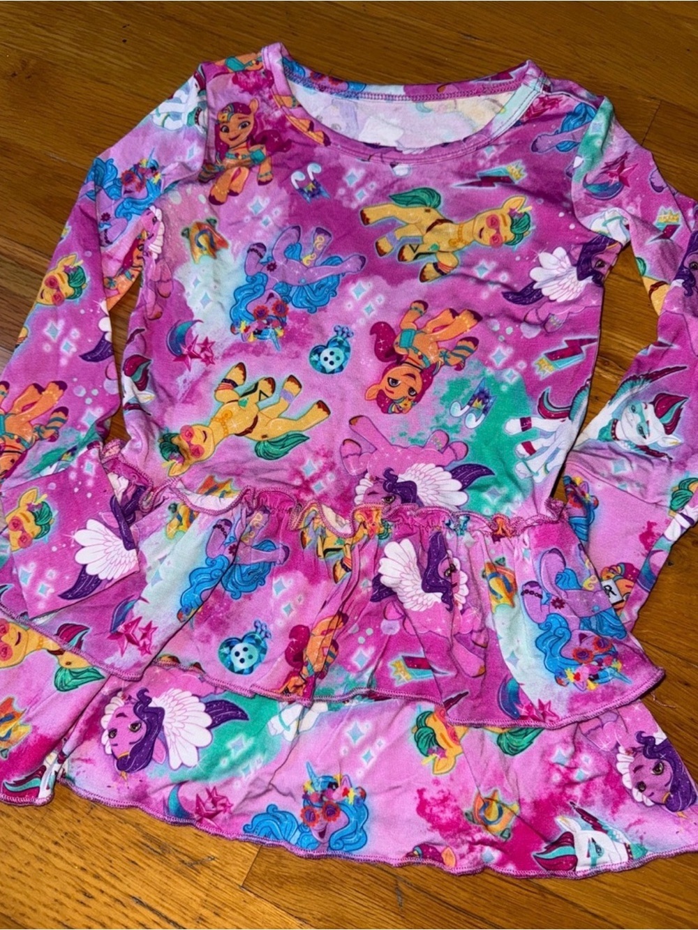 Bums Roses x My Little Pony Ruffle Dress G5 Twirl Bamboo Long Sleeve Pink 2T - Picture 6 of 11